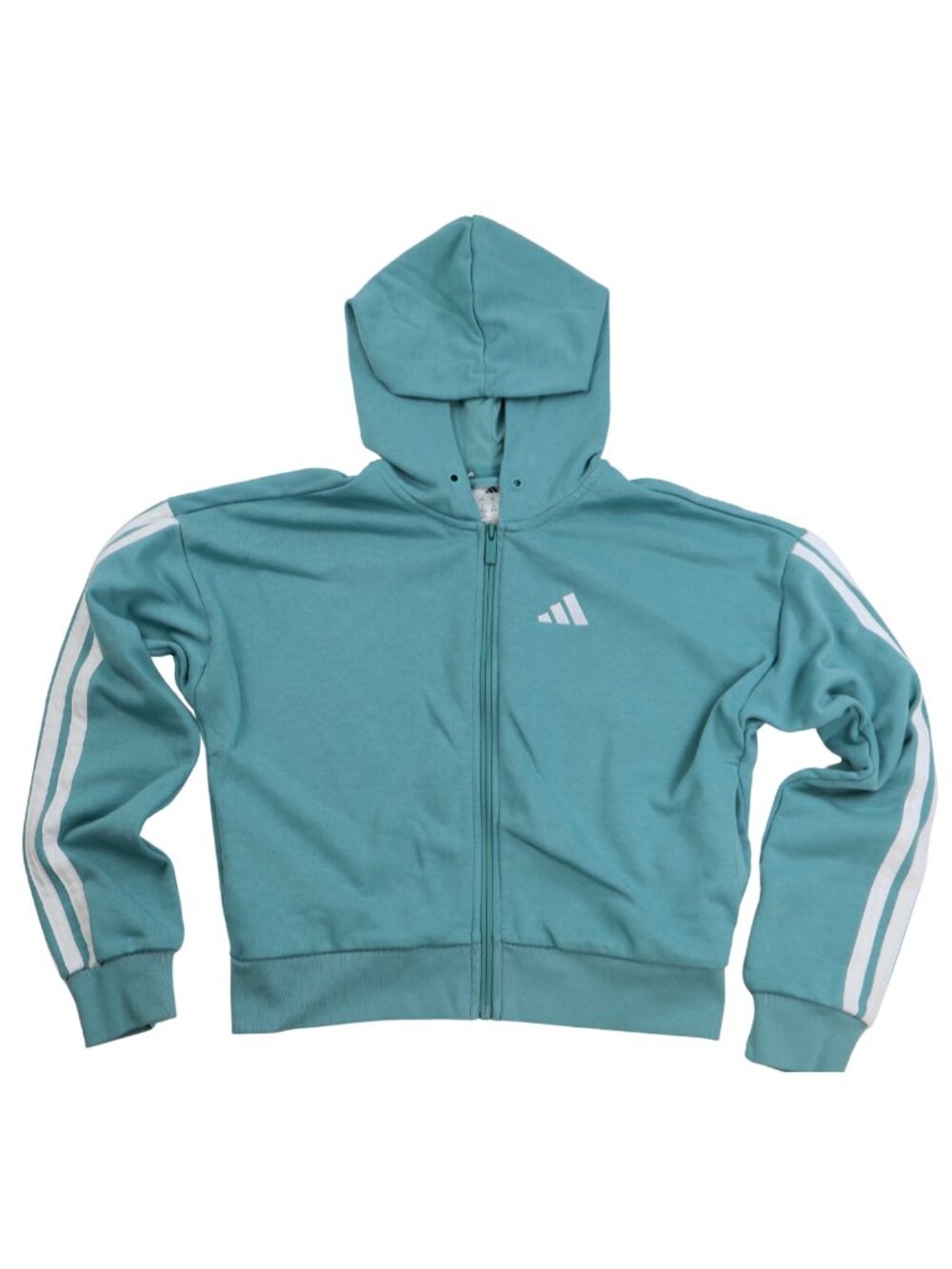 Adidas Aqua Blue Full Zip Hoodie XS Athletic 3 Stripe Sweatshirt
